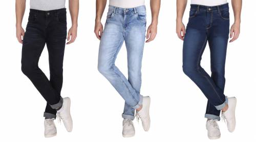 NEBRASKA Men's Slim Fit Denim Jeans  (Pack Of 3)