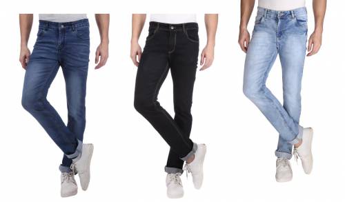 NEBRASKA Men's Slim Fit Denim Jeans  (Pack Of 3)