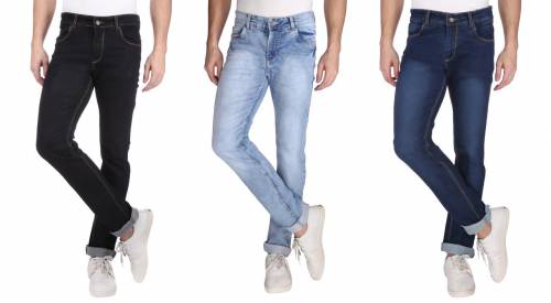 NEBRASKA Men's Slim Fit Denim Jeans  (Pack Of 3)