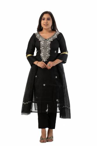 MADHULIKA KOTA DORIA STONE WORK  UNSTICHED DRESS MATERIAL WITH PLAIN BOTTOM
