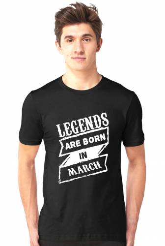 Legends Are Born In March-3 Half Sleeve Tshirt Black,BrandnameCotton T-shirt For Men