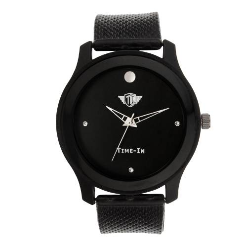 Time-In Analogue Black Dial Wrist Watch For Men's And Boy's