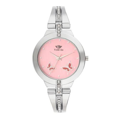 Time-In Analogue Pink Color Dial Wrist Watch For Women's And Girl's