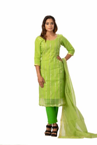 MADHULIKA KOTA DORIA GOTTA PATTI WORK UNSTICHED DRESS MATERIAL WITH PLAIN BOTTOM