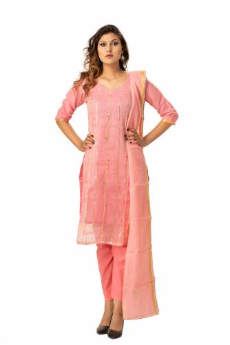 MADHULIKA KOTA DORIA GOTTA PATTI WORK UNSTICHED DRESS MATERIAL WITH PLAIN BOTTOM