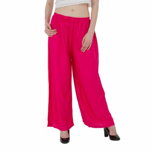 SIVYATI Rayon Regular Fit Solid Pink Palazzo Pant For Women