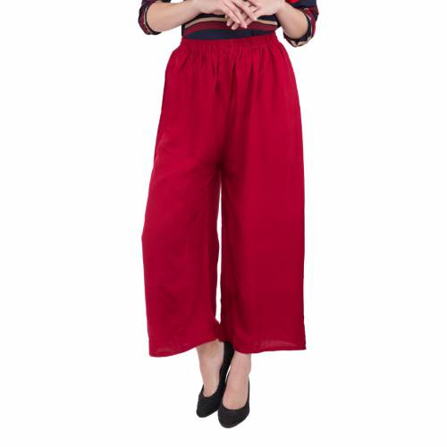 SIVYATI Regular Fit Rayon Red Palazzo Pant For Women
