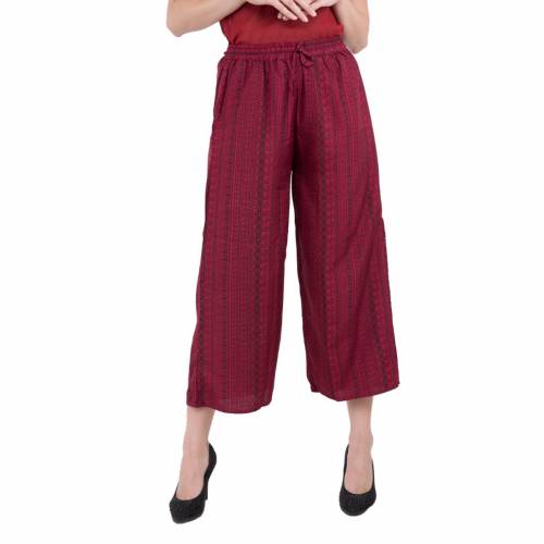 SIVYATI Regular Fit Printed Red Palazzo Pant For Women