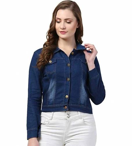 Full Sleeve Solid Women Jacket (Dark Blue)