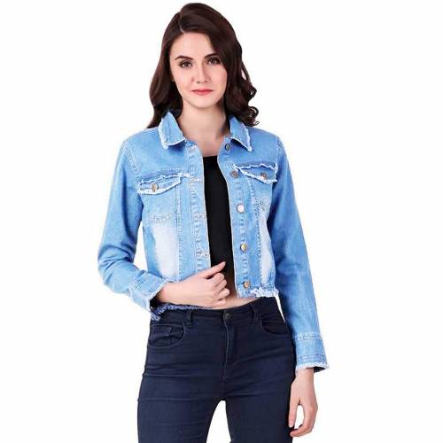 Full Sleeve Solid Women Jacket (LightBlue)
