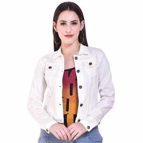 Full Sleeve Solid Women Jacket (White)