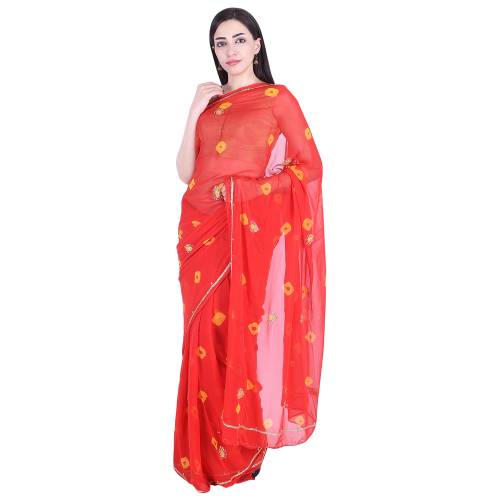 SAARVI Beautiful Kardana Handwork Border Najmin Saree With Running Blouse