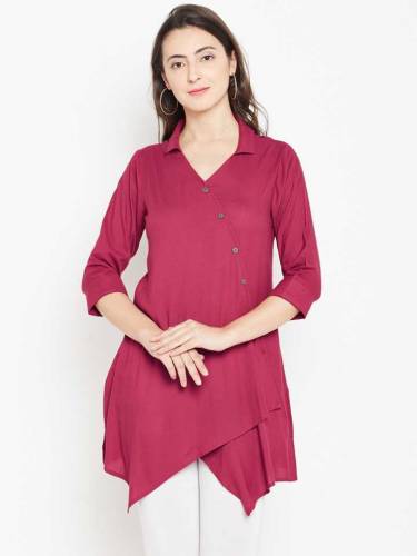 Shree Solid Women Tunic (Pink)