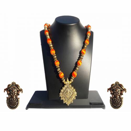 Silk Thread Handcraft Metal Pendant Neckles Set