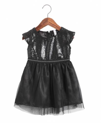 NINO BONITO Baby Girls Below Knee Length Festive/Wedding Frock  (Black)