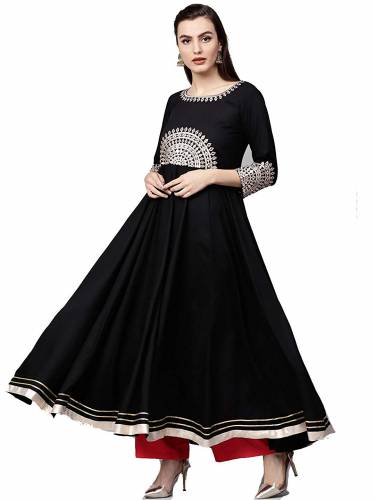 Varanga Black Embrodiered A Line Kurta