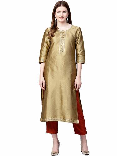 Varanga olive gold straight Kurta