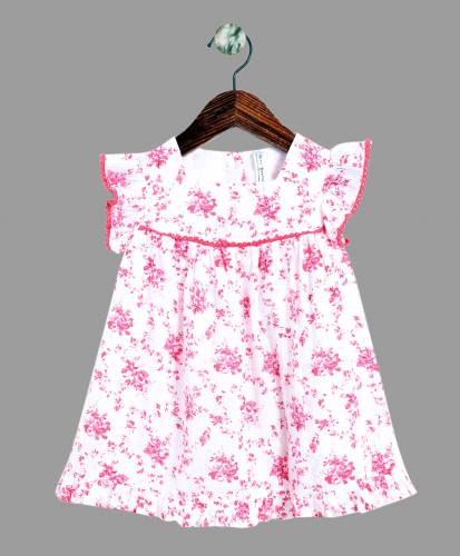 NINO BONITO Girls Casual Pure Cotton A-line Top  (Pink)